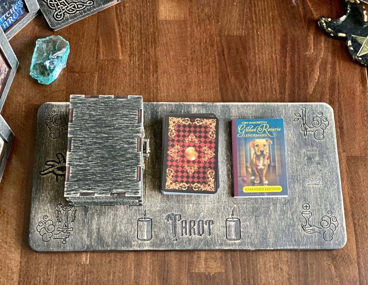 Golden Dreams Lenormand Deck, Wooden Box & Reading Board Set