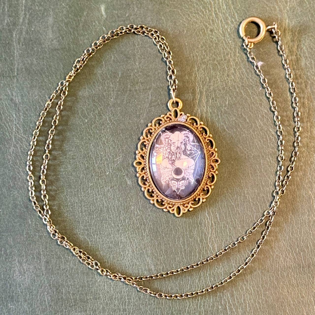 Gothic Cameo Necklace, Vintage Style Pendant, Witch Amulet Jewelry Gift