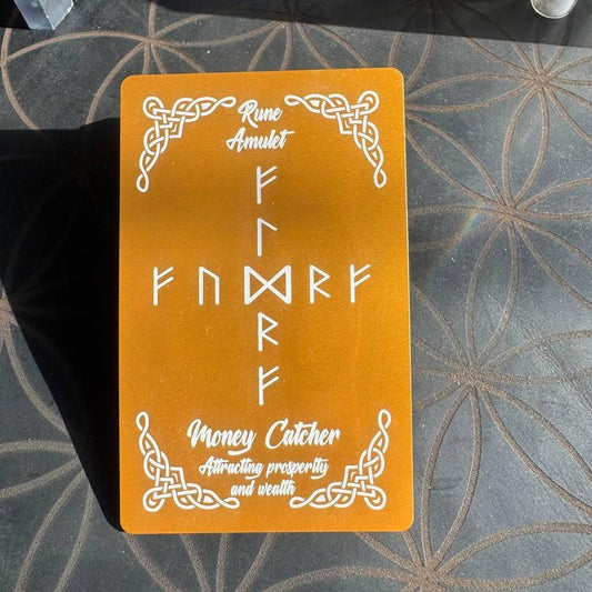 Runic Money Catcher Card, Norse Wealth Talisman, Rune Amulet for Prosperity, Wallet Card