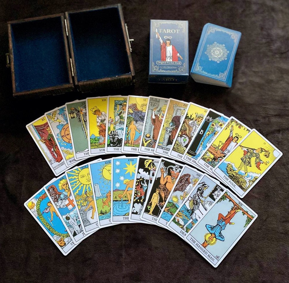Personalized Rider Waite Tarot Deck, Engraved Box