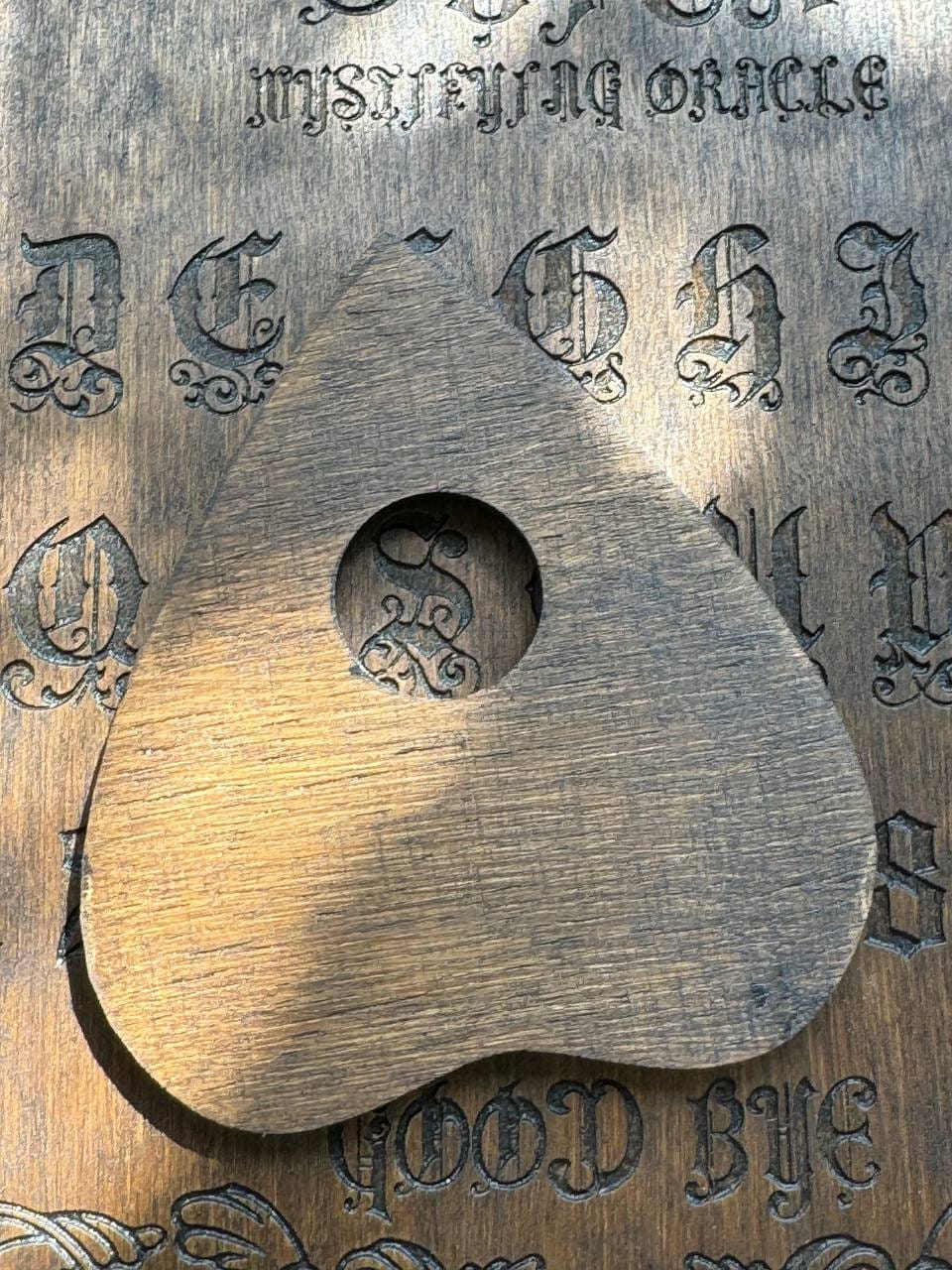 Floral Wooden Planchette, Engraved Spirit Board Pointer, Witchy Divination Decor, Gothic Altar