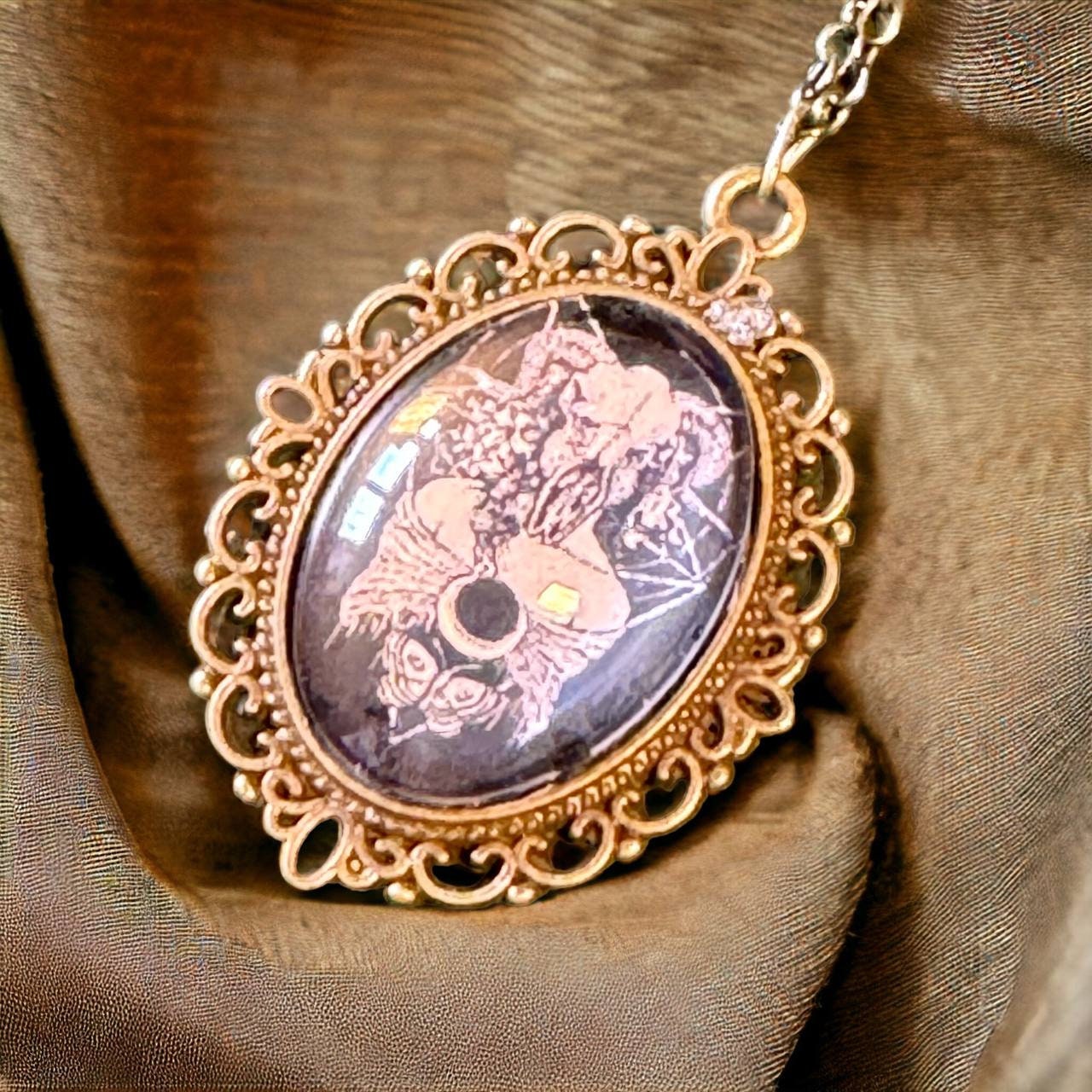 Gothic Cameo Necklace, Vintage Style Pendant, Witch Amulet Jewelry Gift