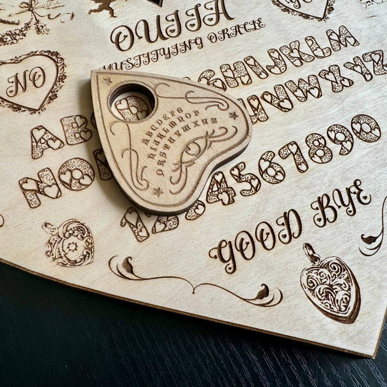 Love Ouija Board Heart Shape with Planchette, Romantic Witch Gift Decor