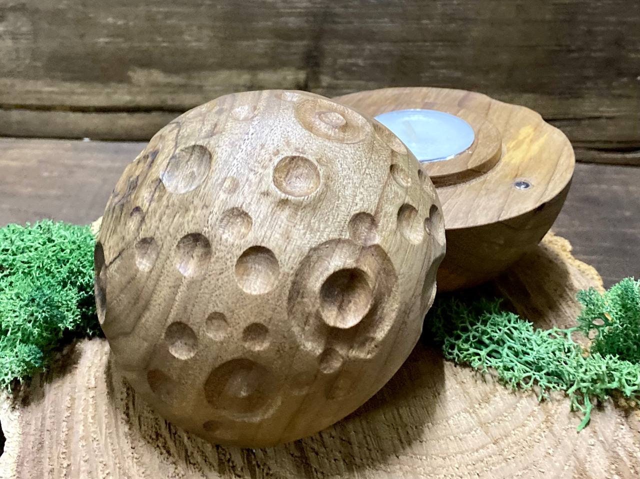Crescent Moon Tea Light Holder, Walnut or Maple Wood Witch Altar Decor