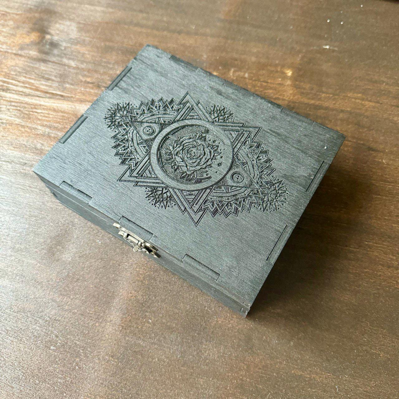 Tarot Card Box, Double Deck Storage, Witch Decor, Engraved Wooden