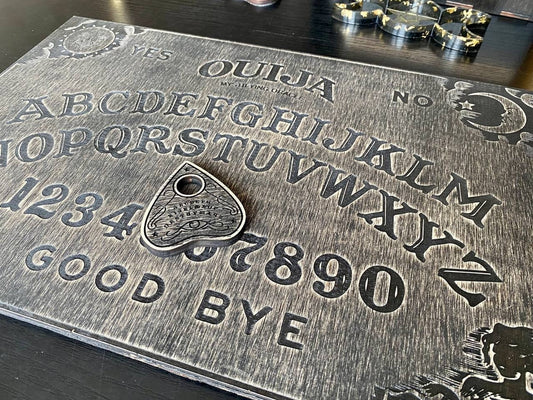 Black Wooden Ouija Board with Planchette: Fortune Teller Occult Game