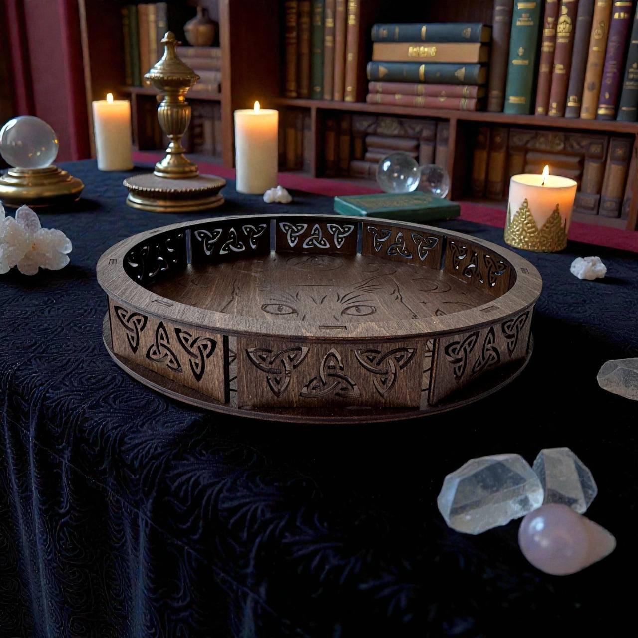Personalized Cat Witch Altar Tray, Wenge Wood Ritual Decor