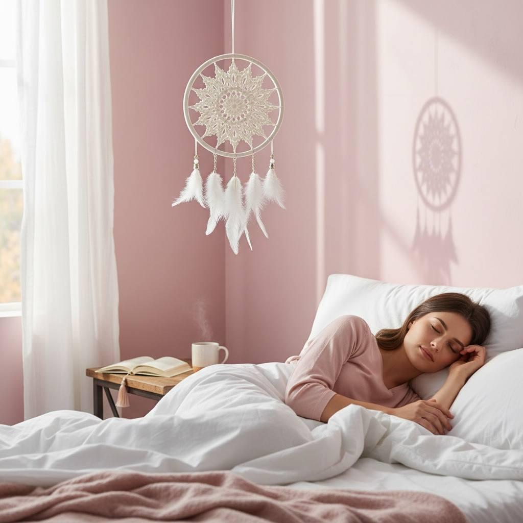 White Crochet Dream Catcher – Boho Bedroom & Nursery Decor