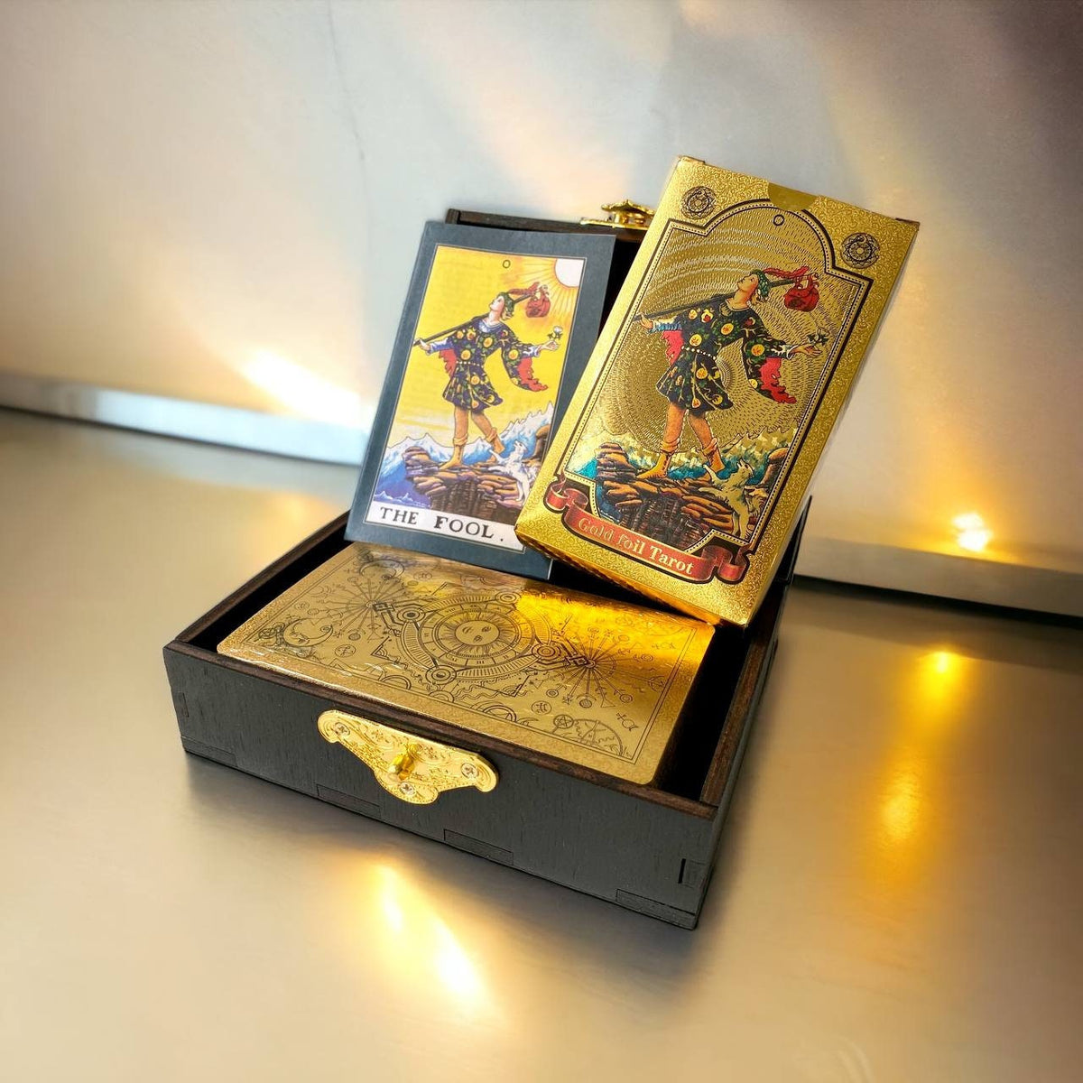 Gold Foil Rider Waite Smith Tarot Deck with Personalized Box