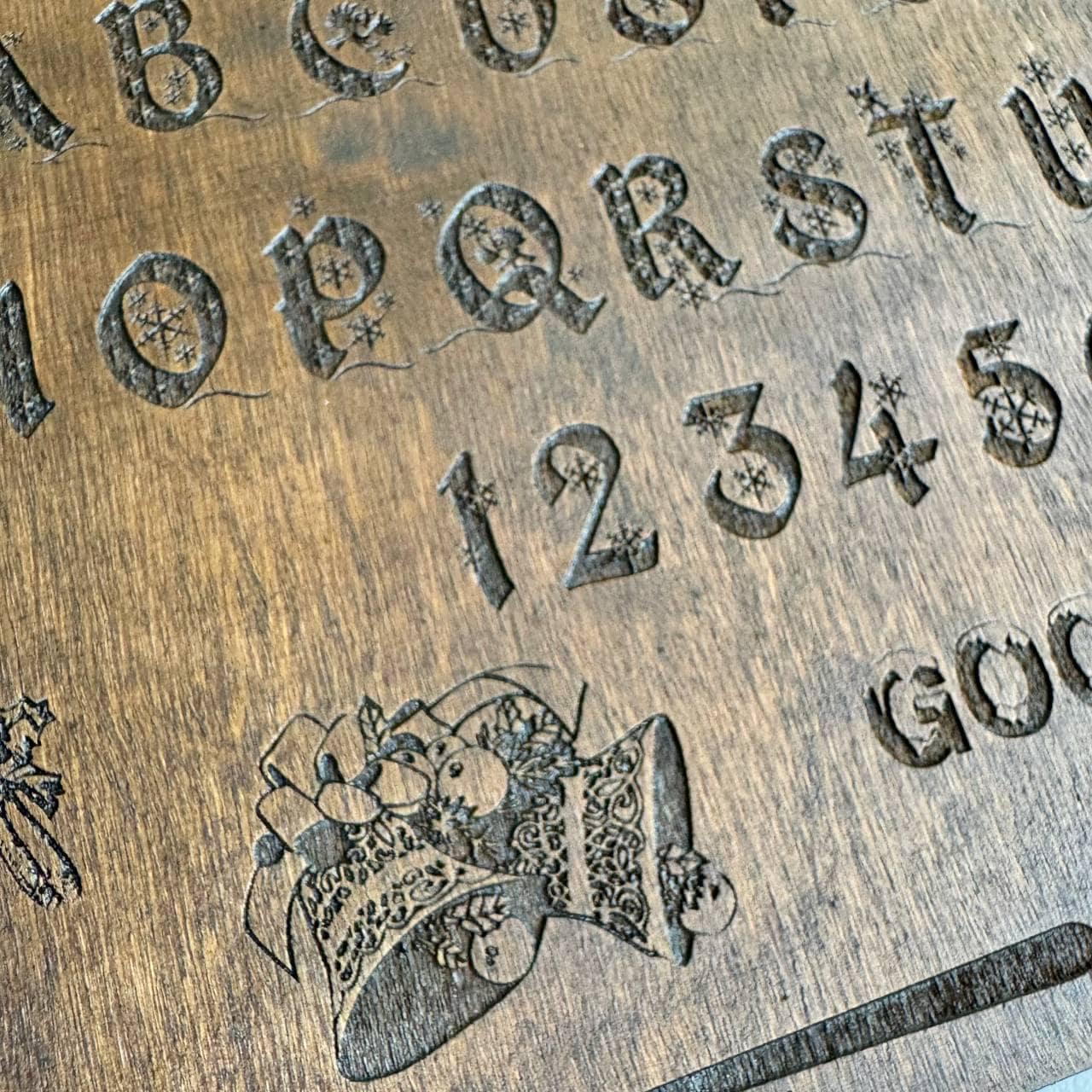 Wooden Ouija Board – Engraved Divination Tool with Mystical Planchette for Rituals