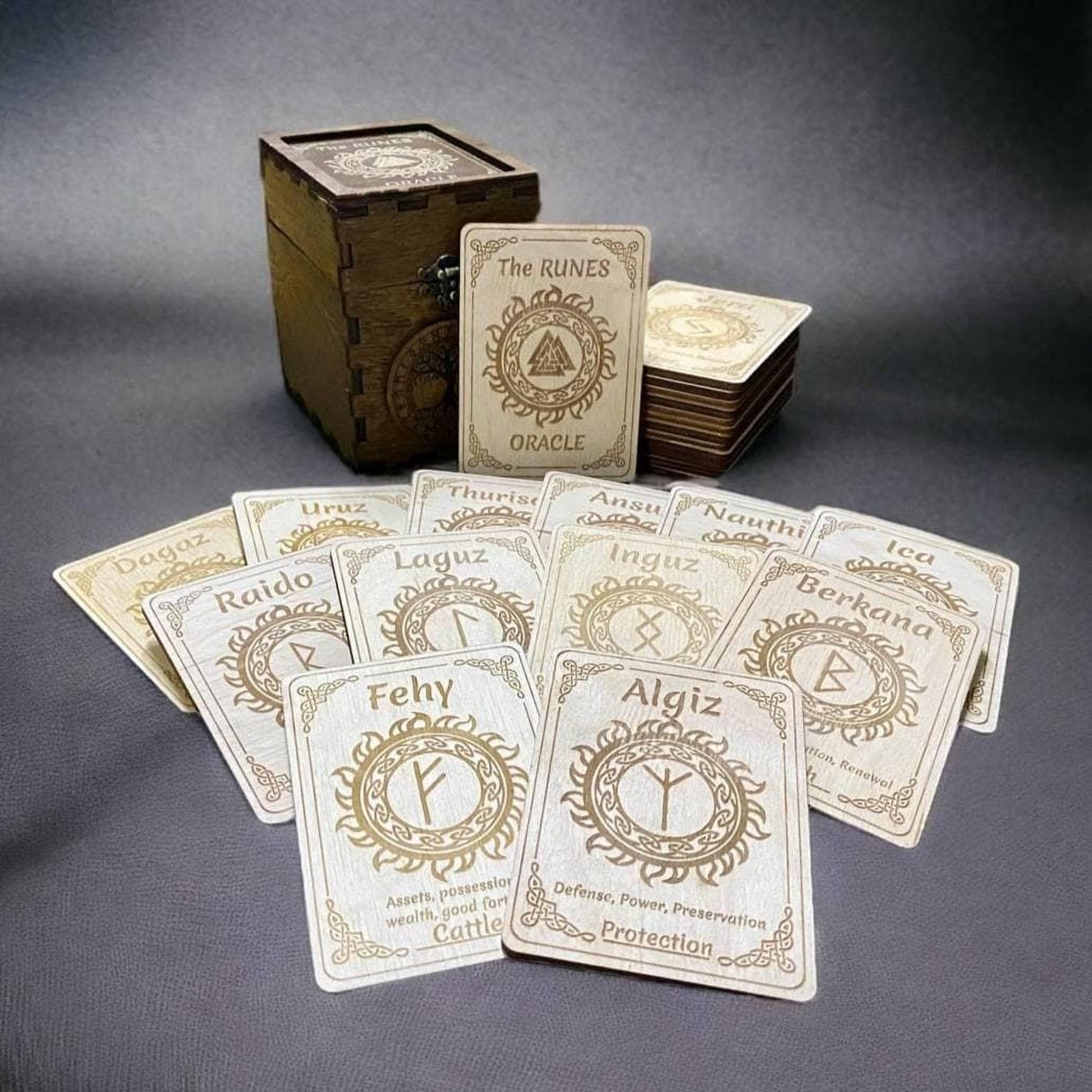 a collection of cards with various names and symbols, likely representing different roles or abilities in a fantasy or magical context.