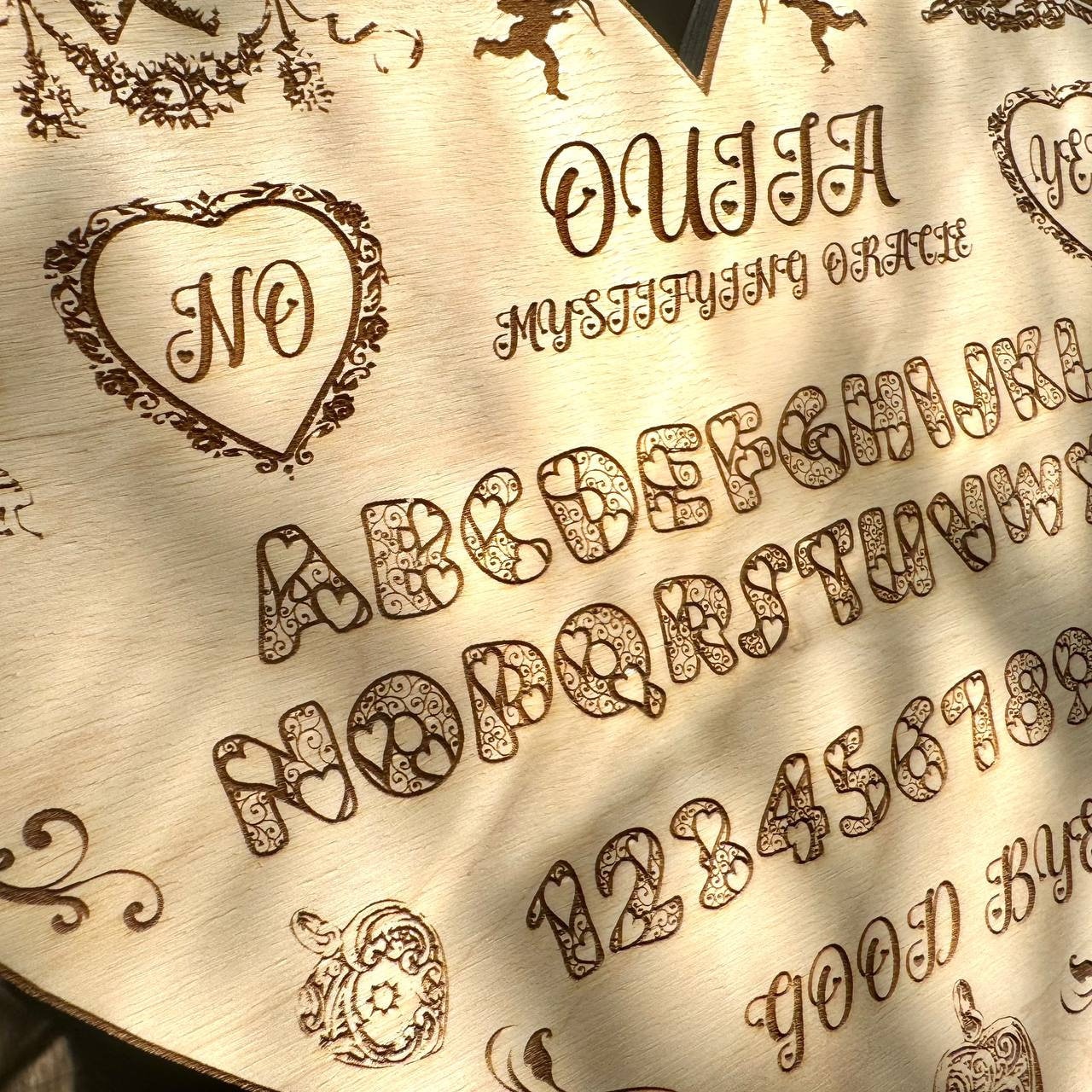 Love Ouija Board Heart Shape with Planchette, Romantic Witch Gift Decor