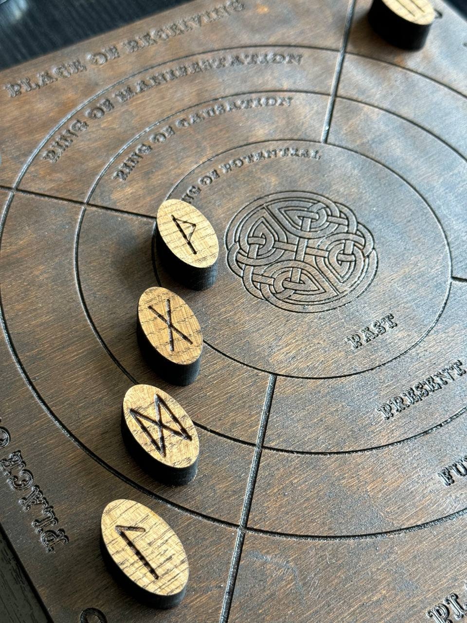 Wooden Runes Mat – Witch Altar Tool for Rune Casting & Divination