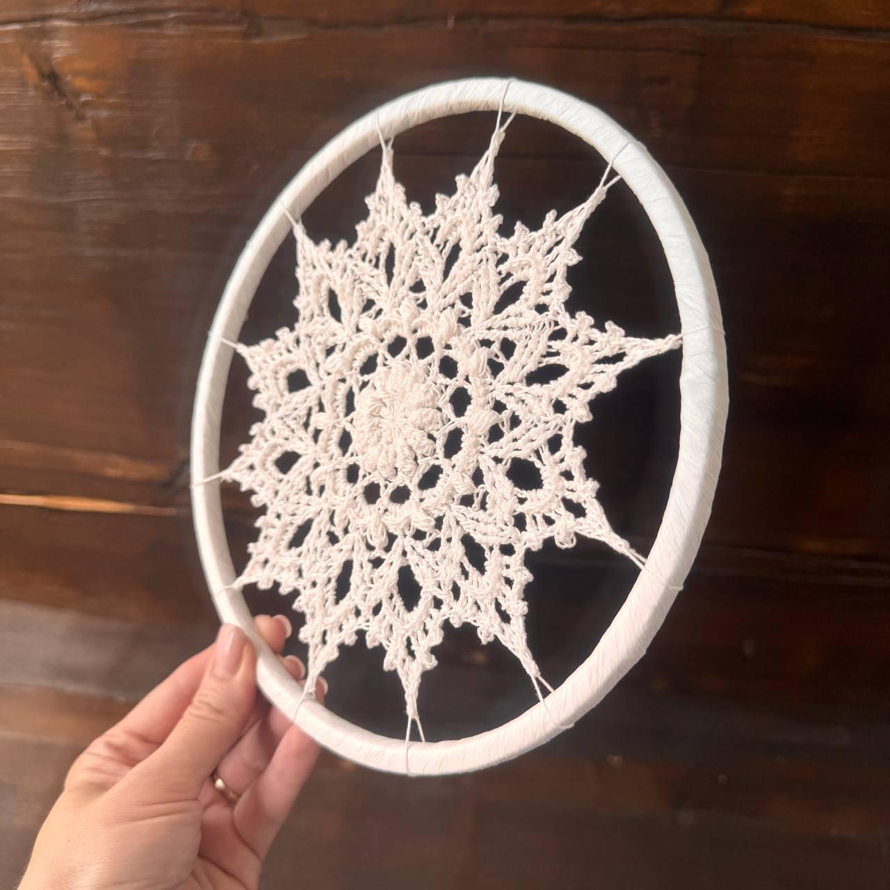 White Crochet Mandala Wall Hanging – Boho Nursery Decor