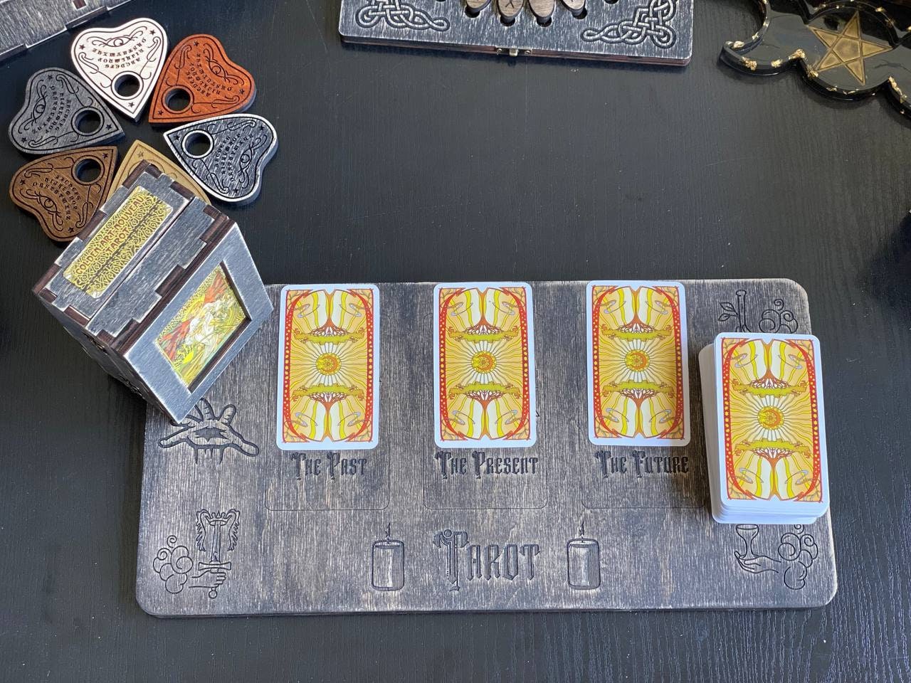 Art Nouveau Tarot Deck with Wooden Box & Reading Board Set