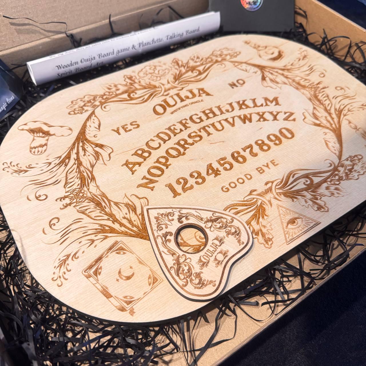 Wooden Ouija Board with Planchette Witch Altar Decor