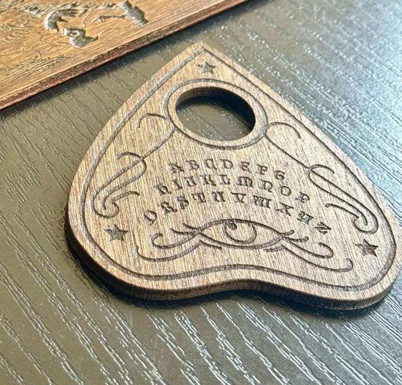 Wooden Ouija Board and Planchette Set – Mystical Spirit Board for Divination Decor