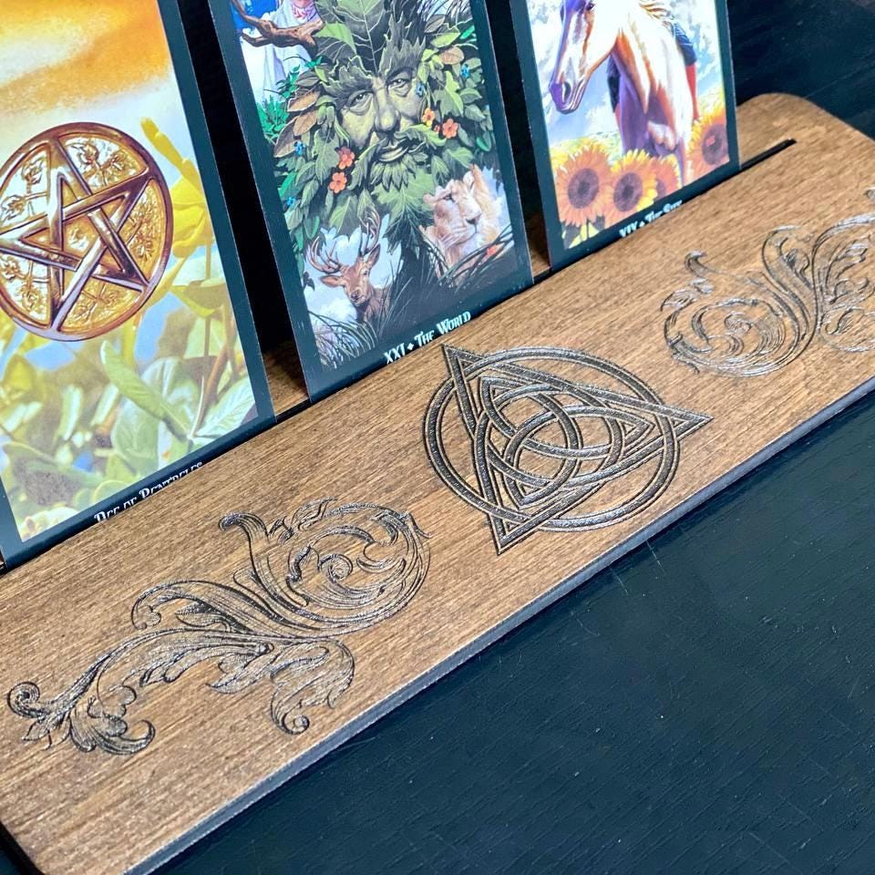 Wooden Tarot Card Holder for Daily Pulls, Personalized Altar Card Stand