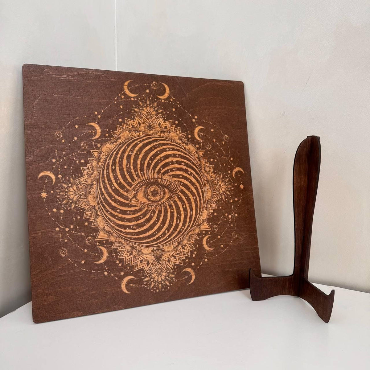 All Seeing Eye Wooden Wall Art, Engraved Occult Decor