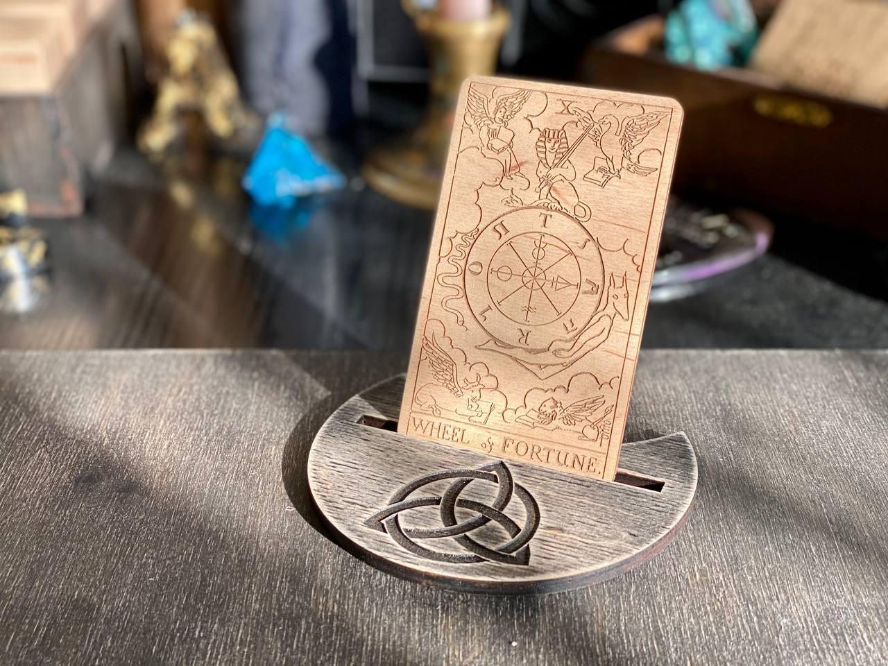 Wheel of Fortune Tarot Card Wooden Rider–Waite–Smith Major Arcana