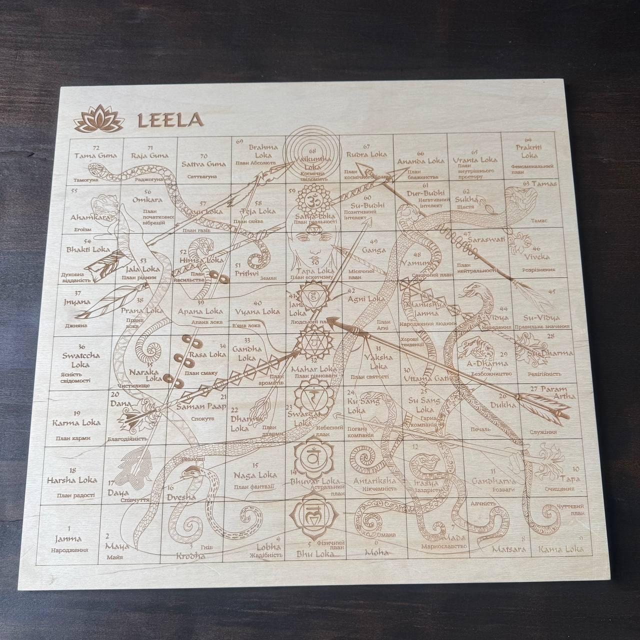 Leela Board Game – Spiritual Board Game with Lotus Design & Sanskrit Art
