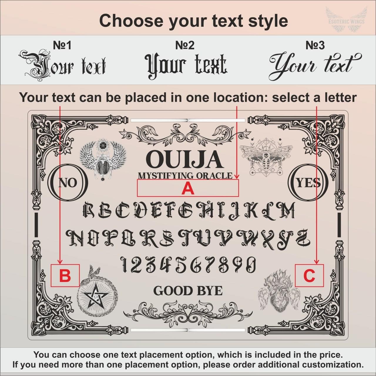 Christmas Wooden Ouija Board with Planchette, Engraved Holiday Spirit Board Décor