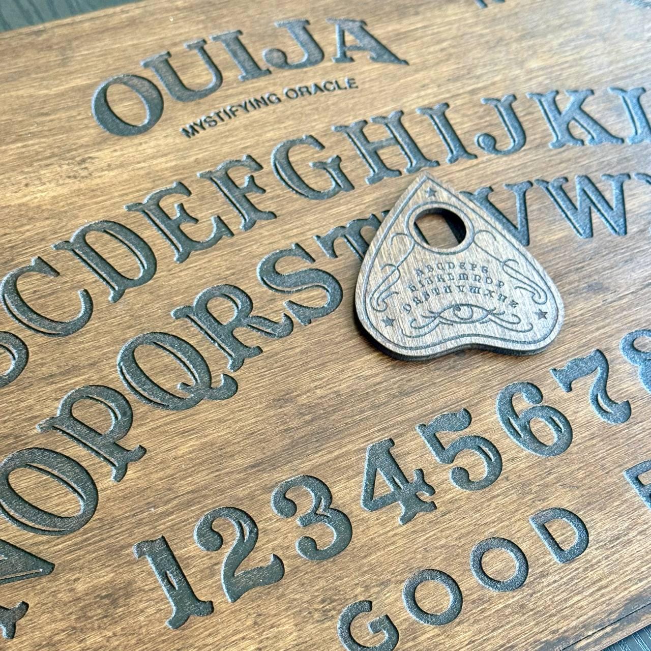 Wooden Ouija Board and Planchette Set – Mystical Spirit Board for Divination Decor
