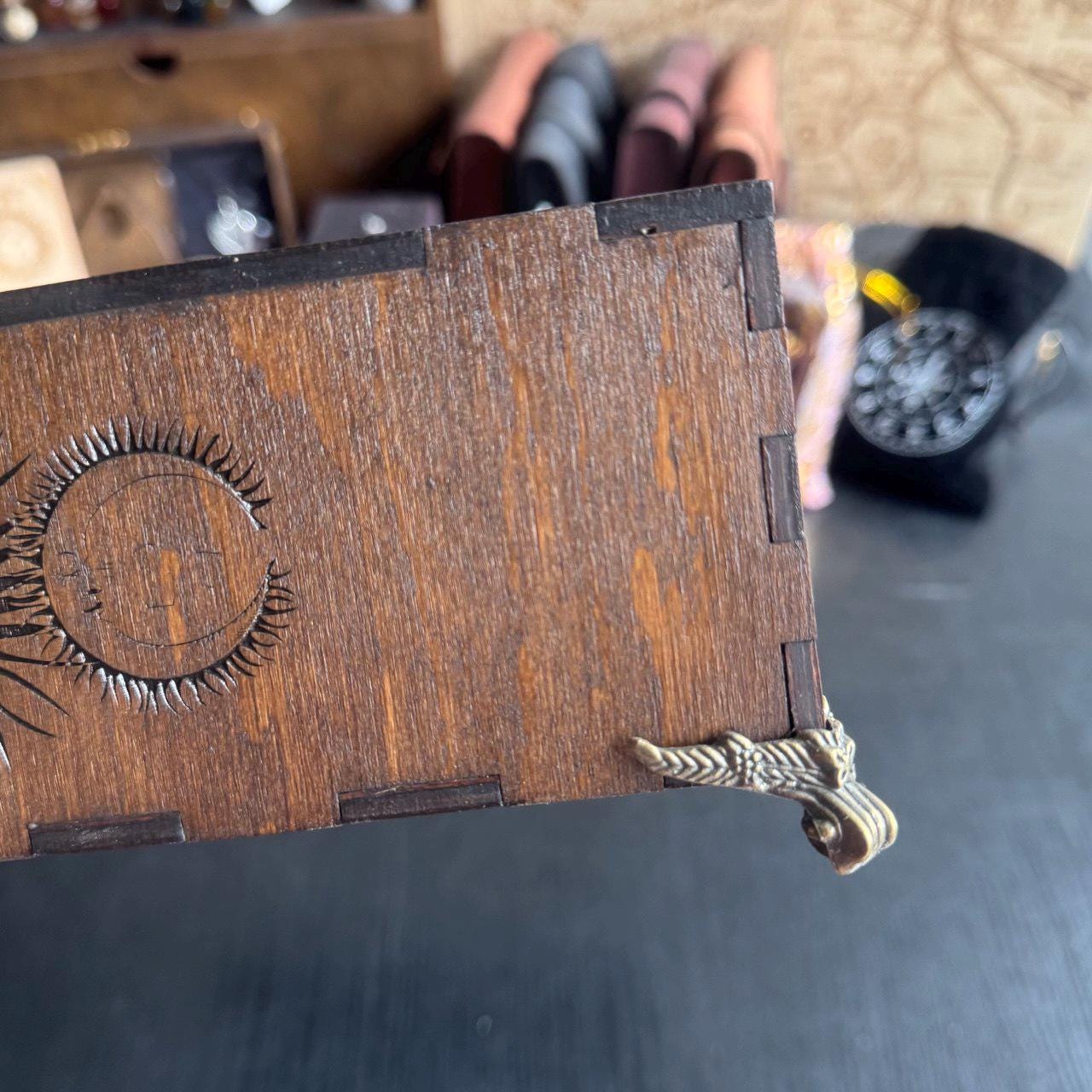 Personalized Wooden Witch Altar Box: Esoteric Magic Storage