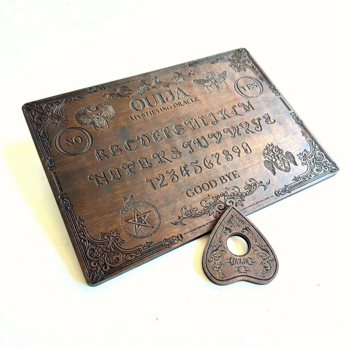 Gothic Ouija Board with Planchette: Victorian Fortune Telling Game