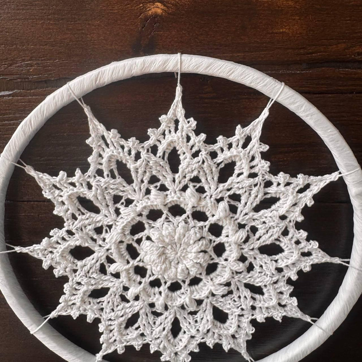 White Crochet Mandala Wall Hanging – Boho Nursery Decor