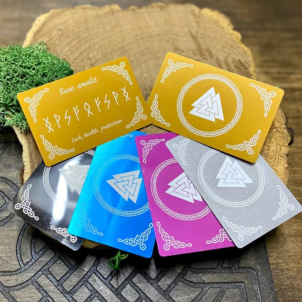 Luck, Health, Protection Amulet, Rune Amulet Cards for Luck Health Protection, Norse Symbol Talisman Set