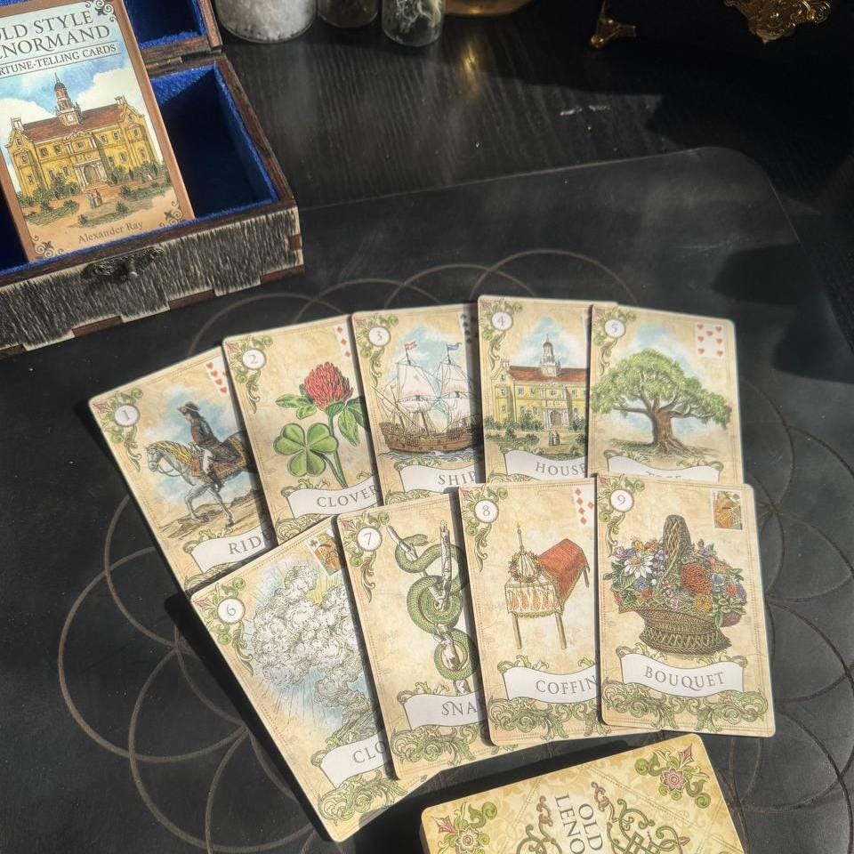 Old Style Lenormand Deck with Personalized Wooden Box