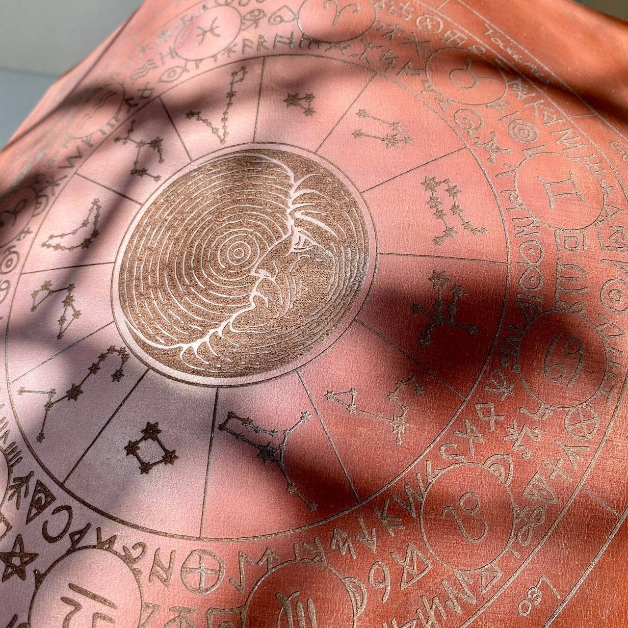 Leather Rune Casting Mat with Zodiac Circle