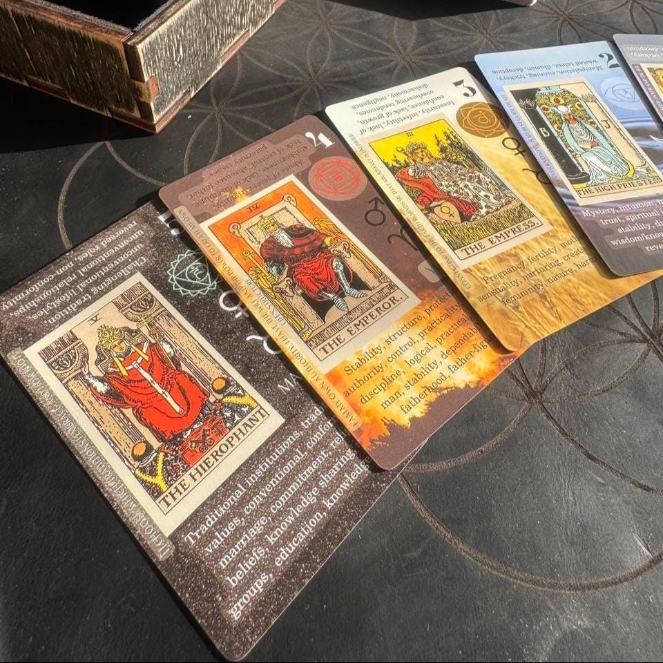 Personalized Rider Waite Tarot Deck, Old Oak Box