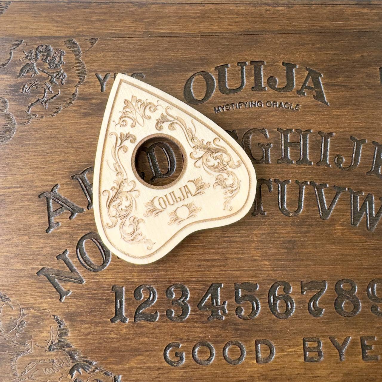 Engraved Wooden Planchette for Spirit Board - Witchcraft Gift