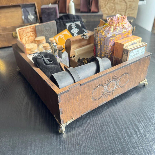 Personalized Wooden Witch Altar Box: Esoteric Magic Storage