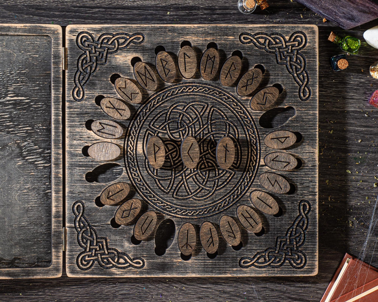 Futhark Runes Set: Norse Divination Tools with Wooden Box