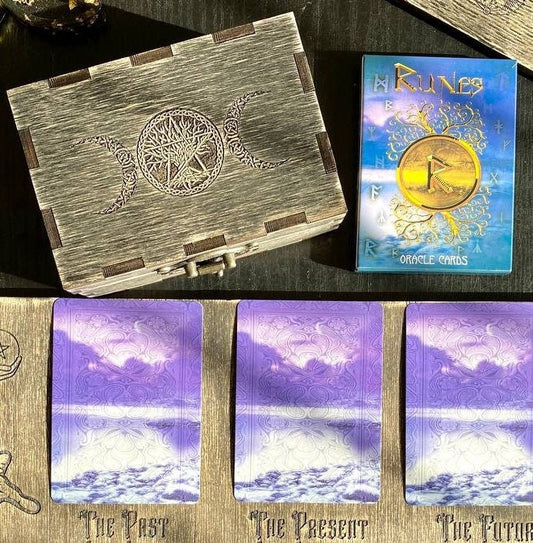 Wooden Runes Oracle Box, Personalized Divination Set