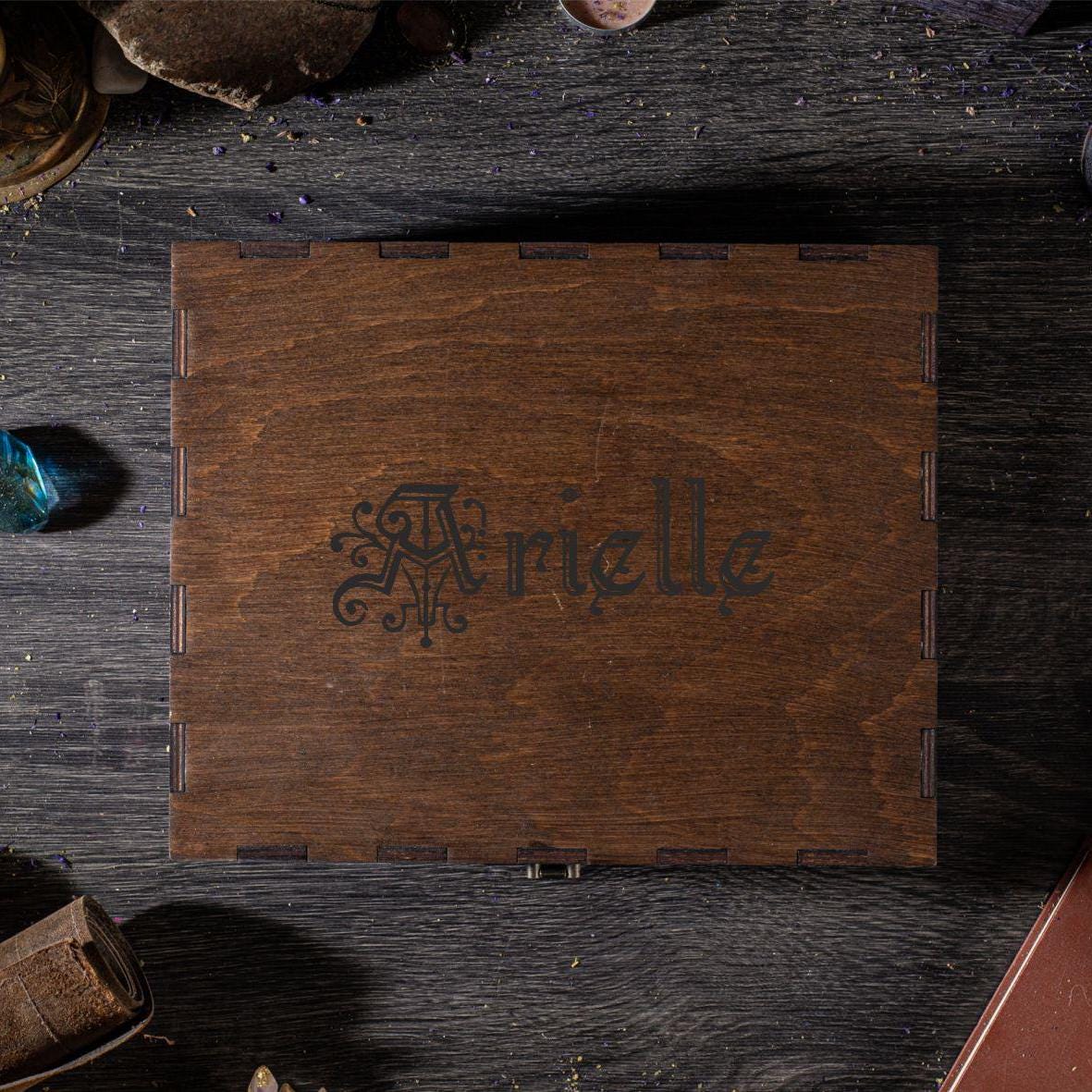 Personalized Wooden Accessories Box – Witchy Storage Chest, Tarot & Crystal Organizer