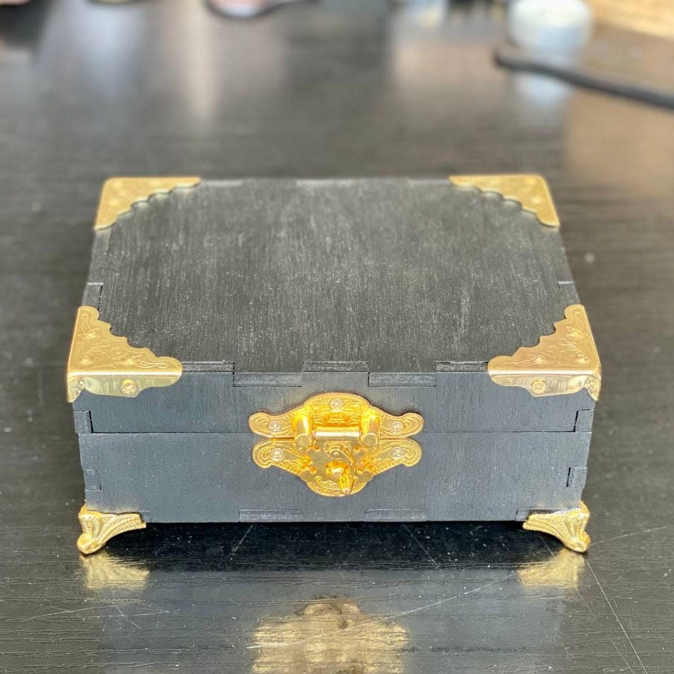 Crystals Storage Box – Personalized Engraving Wooden Trinket Chest With Magical Mystery Design