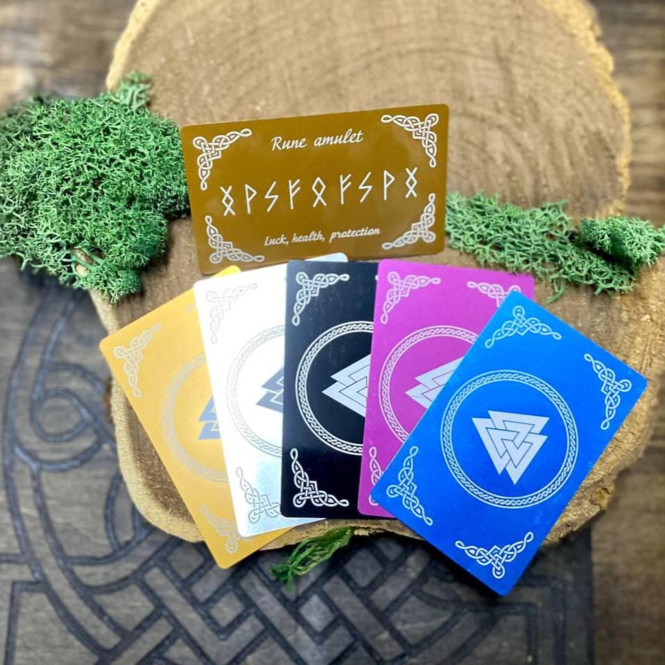 Runic Amulet Card Mutual Understanding, Celtic Talisman, Spiritual Wallet Card, Rune Charm