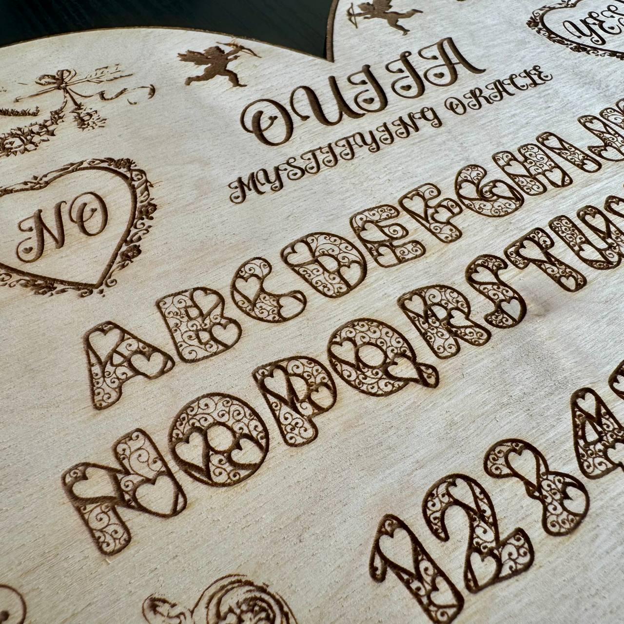 Love Ouija Board Heart Shape with Planchette, Romantic Witch Gift Decor
