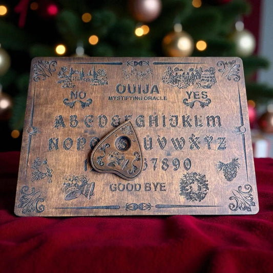 Wooden Ouija Board with Planchette, Vintage Spirit Board Game, Gothic Divination Decor