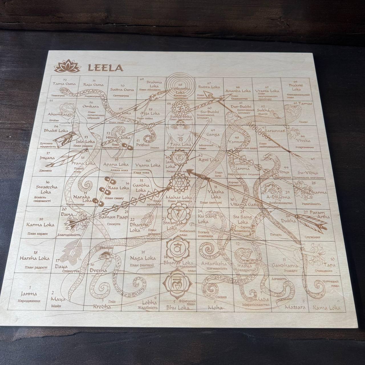 Leela Board Game – Spiritual Board Game with Lotus Design & Sanskrit Art