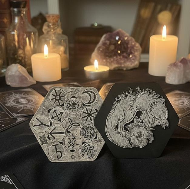 Witch Runes Set with Lid – Wooden Divination Runes with Symbols, Pagan Tool, Witchcraft Gift