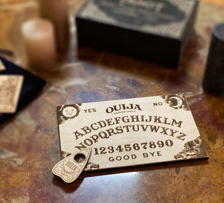 Wooden Ouija Board with Planchette – Vintage Spirit Board Divination Tool, Esoteric Gift