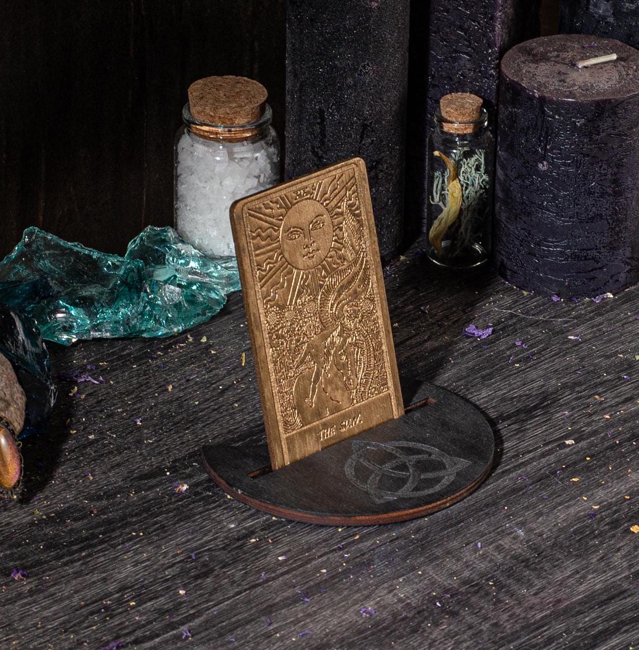 Wooden Tarot Card Stand for Daily Pulls, Card of the Day Altar Decor