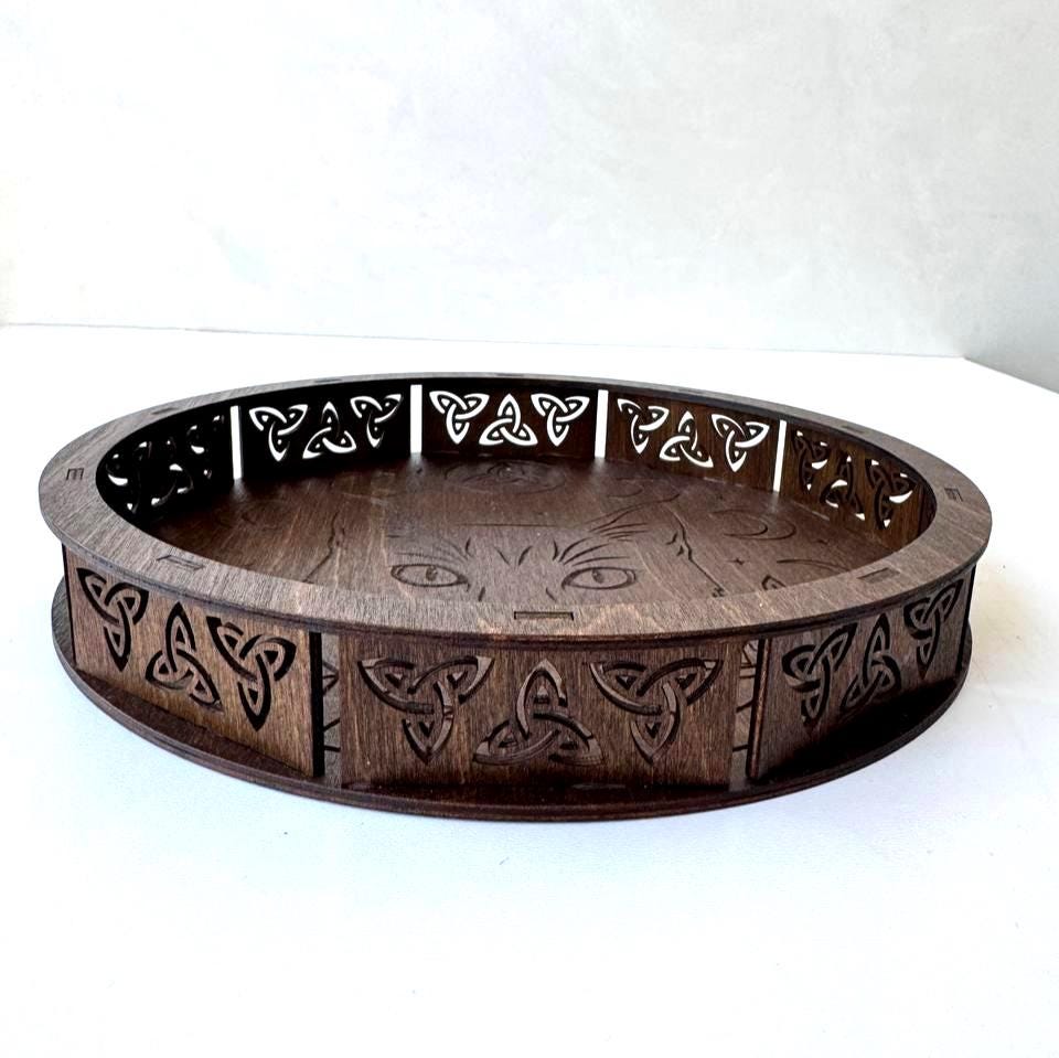 Personalized Cat Witch Altar Tray, Wenge Wood Ritual Decor