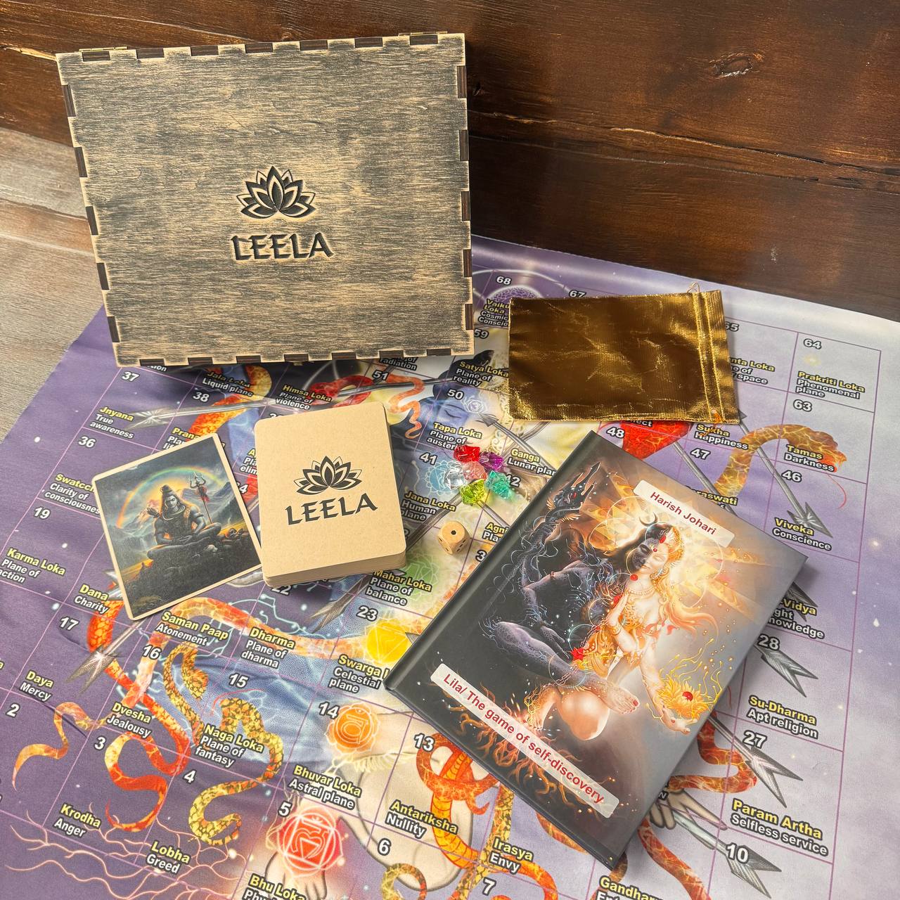 a wooden box, a book, and a map, all placed on a colorful and detailed map.