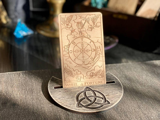 Wheel of Fortune Tarot Card Wooden Rider–Waite–Smith Major Arcana